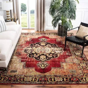 SAFAVIEH Vintage Hamadan Collection Area Rug - 8' x 10', Red & Multi, Oriental Traditional Persian Design, Non-Shedding & Easy Care, Ideal for High Traffic Areas in Living Room, Bedroom (VTH219A)