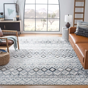 SAFAVIEH Amsterdam Collection Area Rug - 8' x 10', Ivory & Grey, Moroccan Boho Design, Non-Shedding & Easy Care, Ideal for High Traffic Areas in Living Room, Bedroom (AMS108A)