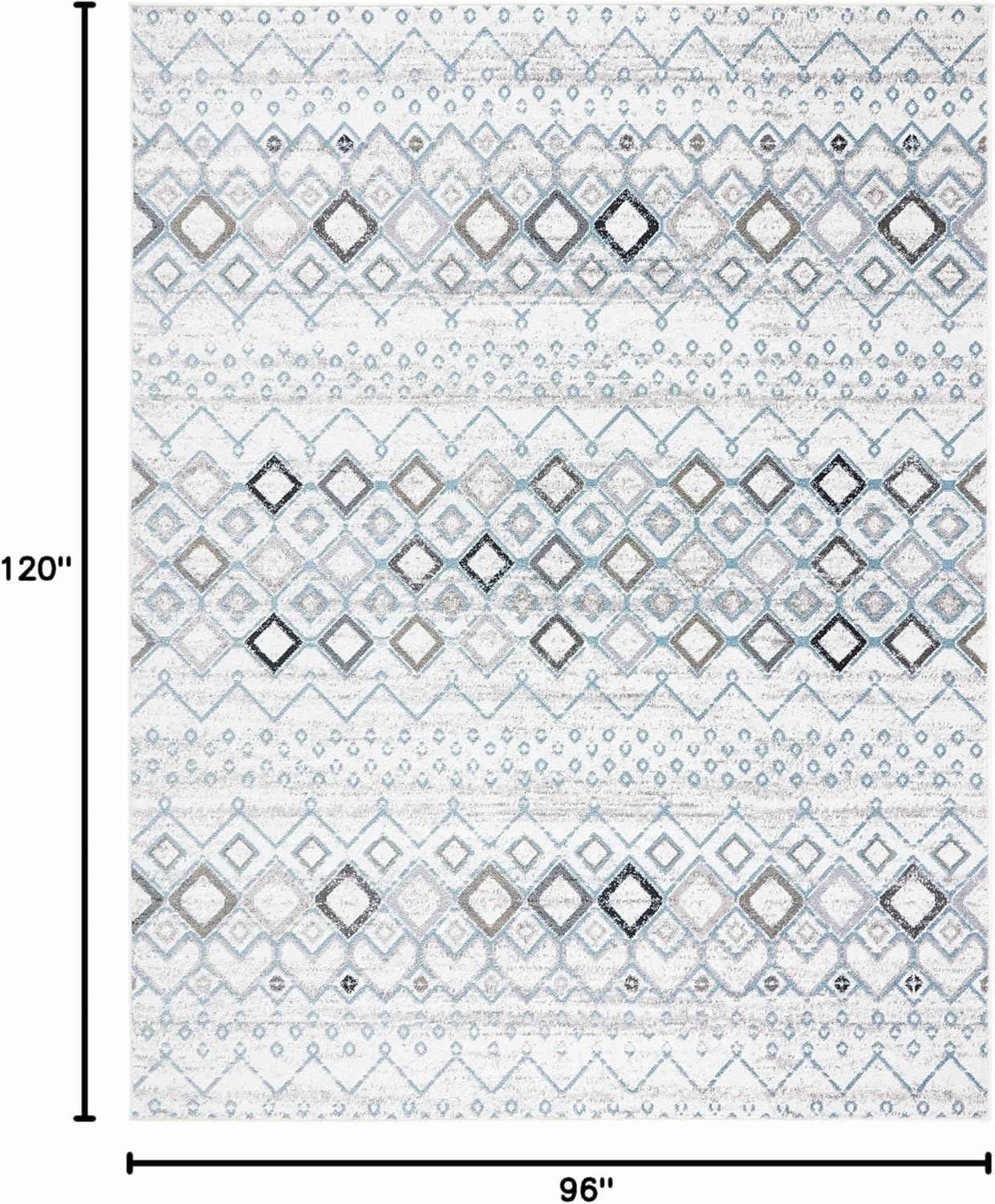 SAFAVIEH Amsterdam Collection Area Rug - 8' x 10', Ivory & Grey, Moroccan Boho Design, Non-Shedding & Easy Care, Ideal for High Traffic Areas in Living Room, Bedroom (AMS108A)