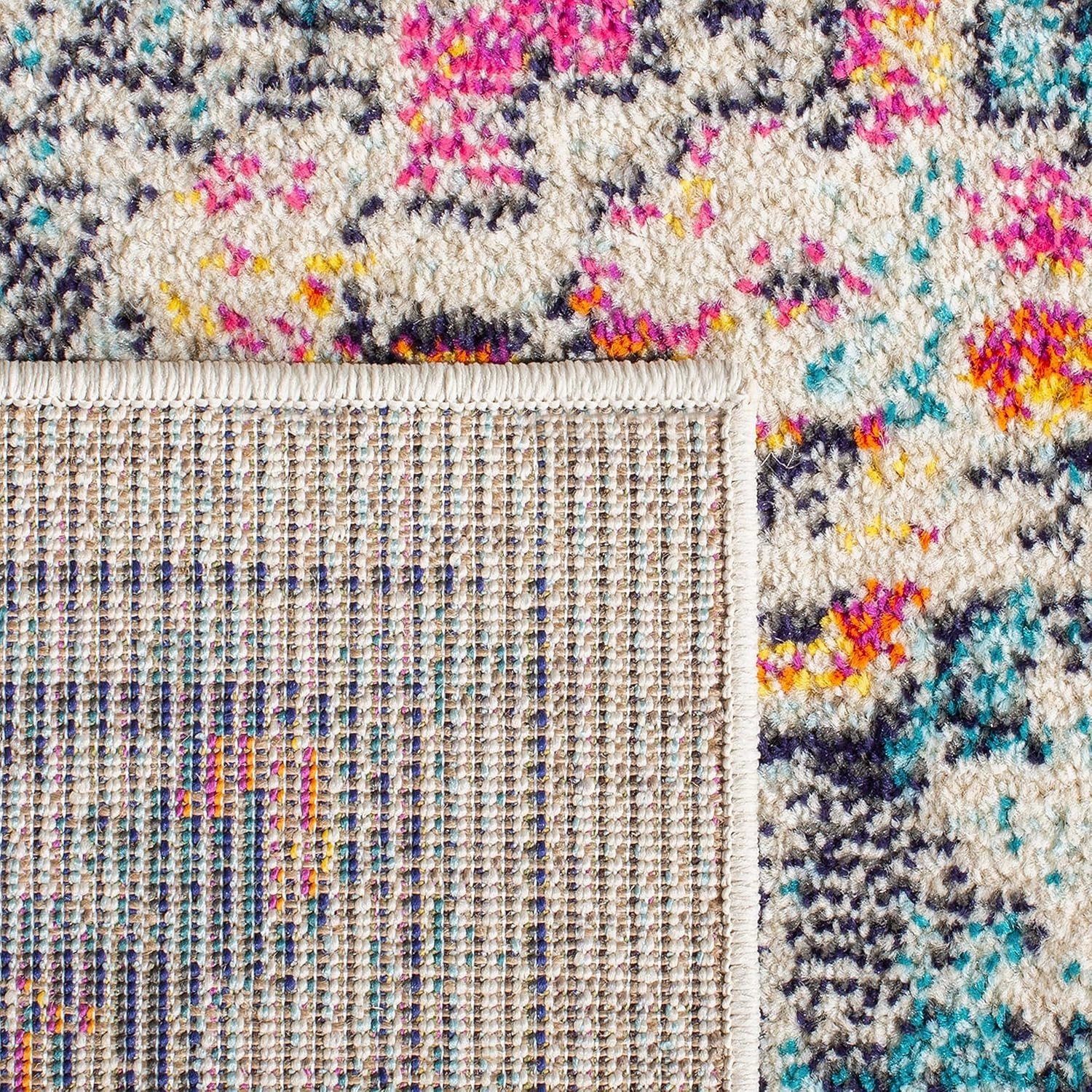 SAFAVIEH Area Rug 8x10 - Madison Collection - Large - Cream & Blue, Boho Chic Medallion Distressed Design, Non-Shedding & Easy Cleaning, Ideal for Living Room, Bedroom, Office, Dining Space (MAD473B)