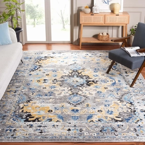 SAFAVIEH Area Rug 8x10 - Madison Collection - Large - Grey & Gold, Boho Chic Medallion Design, Non-Shedding & Easy Cleaning, Ideal for Living Room, Bedroom, Office, Dining Space (MAD154D)