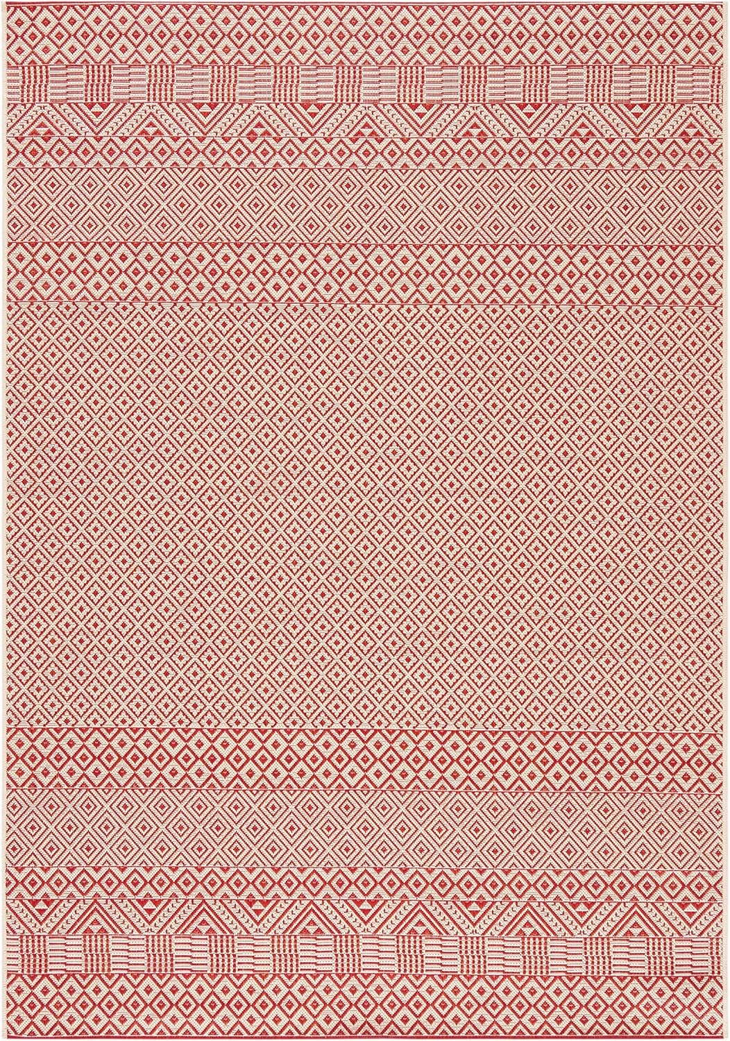 SAFAVIEH Courtyard Collection Area Rug - 8' x 10', Beige & Red, Moroccan Design, Non-Shedding & Easy Care, Indoor/Outdoor & Washable-Ideal for Patio, Backyard, Mudroom (CY6235-23812)