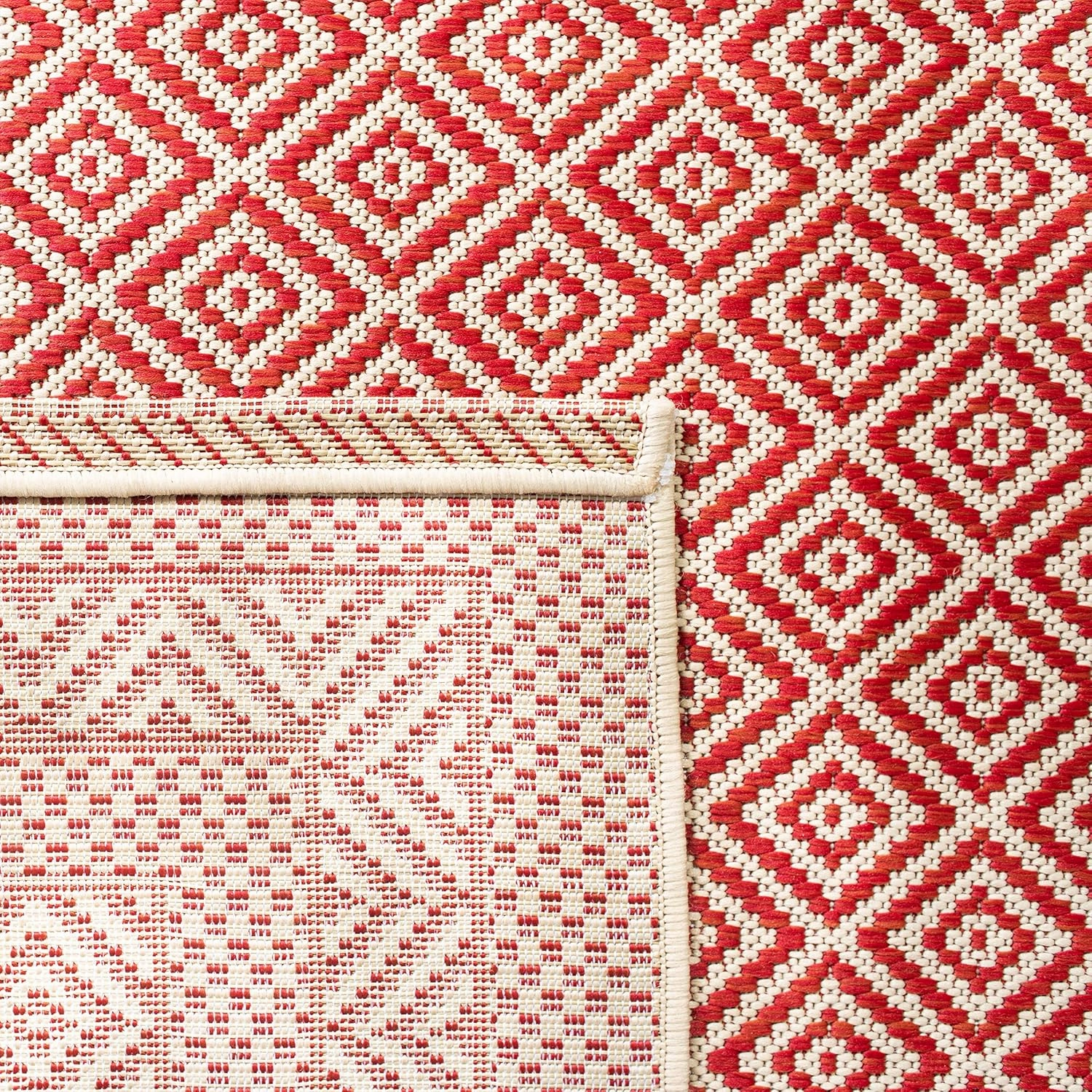 SAFAVIEH Courtyard Collection Area Rug - 8' x 10', Beige & Red, Moroccan Design, Non-Shedding & Easy Care, Indoor/Outdoor & Washable-Ideal for Patio, Backyard, Mudroom (CY6235-23812)