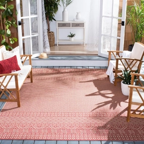 SAFAVIEH Courtyard Collection Area Rug - 8' x 10', Beige & Red, Moroccan Design, Non-Shedding & Easy Care, Indoor/Outdoor & Washable-Ideal for Patio, Backyard, Mudroom (CY6235-23812)
