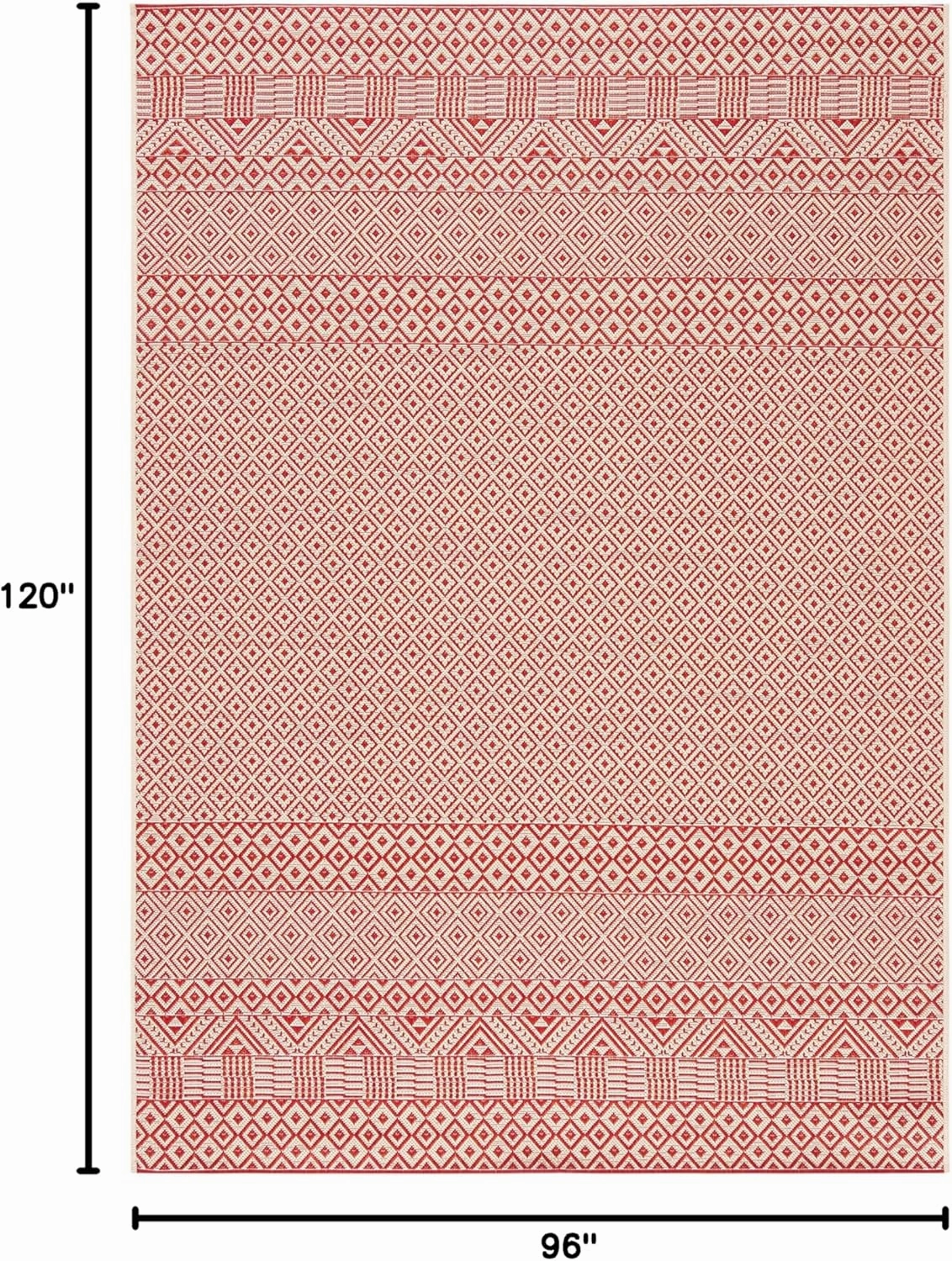 SAFAVIEH Courtyard Collection Area Rug - 8' x 10', Beige & Red, Moroccan Design, Non-Shedding & Easy Care, Indoor/Outdoor & Washable-Ideal for Patio, Backyard, Mudroom (CY6235-23812)