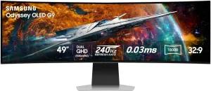 Samsung 49" Odyssey OLED G9 (G95SC) Series Curved Smart Gaming Monitor w QD-OLED, 240Hz, 0.03ms, AMD Freestyle Premium Pro, G-Sync Compatible, Dual QHD, Neo Quantum Processor Pro, LS49CG954SNXZA, 2023