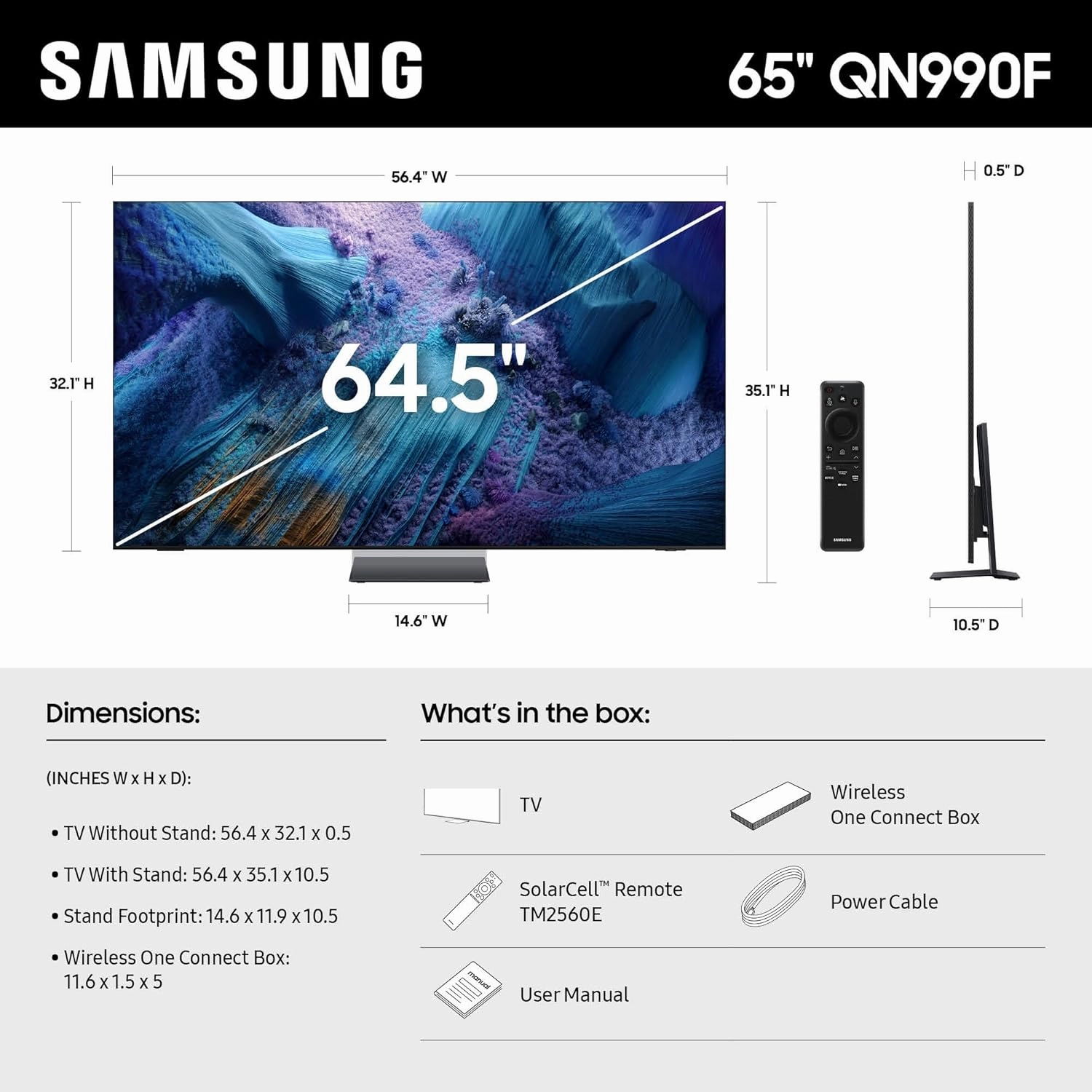 SAMSUNG 65-Inch Class Neo QLED QN990F 8K Mini LED Smart TV (2025 Model) NQ8 AI Gen3 Processor, 8K AI Upscaling Pro, Wireless One Connect, Glare Free, Samsung Vision AI, Alexa Built-in