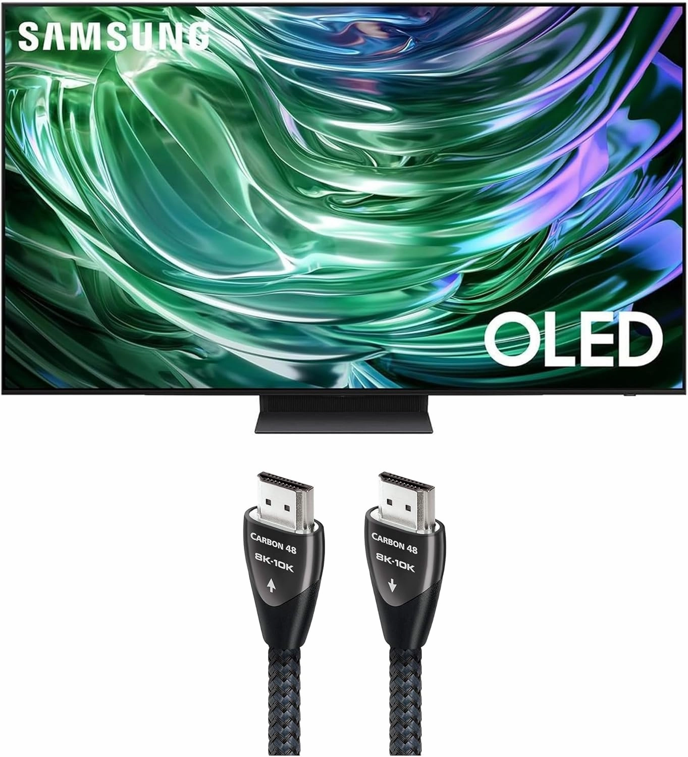 SAMSUNG QN77S90DAFXZA 77 Inch 4K OLED Smart TV with Dolby Atmos and an AudioQuest Carbon 48 2.25M (7.3FT) 48 Gbps 8K-10K HDMI Digital Cable (2024)