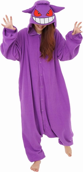 SAZAC Gengar Kigurumi - Premium Adult Pokemon Onesie - Luxurious Halloween Costume for Adults - Machine Washable Loungewear