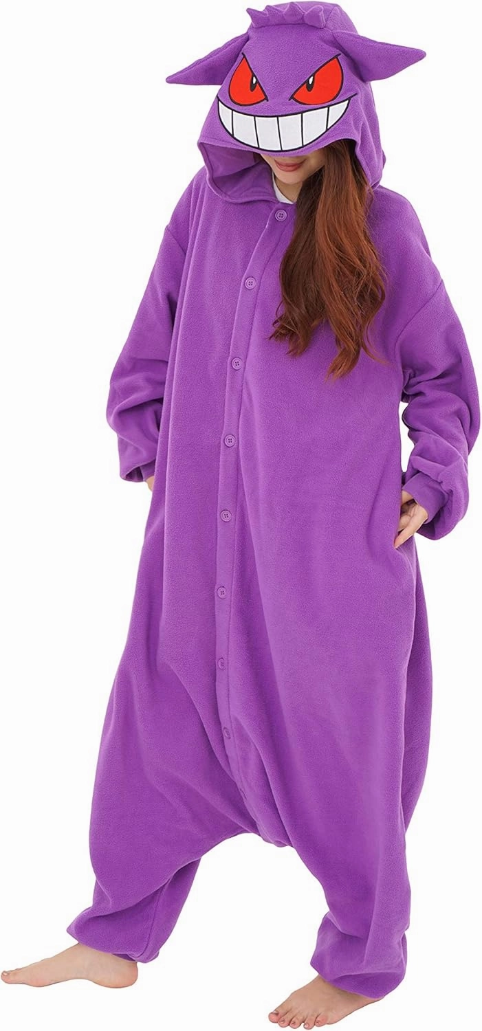 SAZAC Gengar Kigurumi - Premium Adult Pokemon Onesie - Luxurious Halloween Costume for Adults - Machine Washable Loungewear