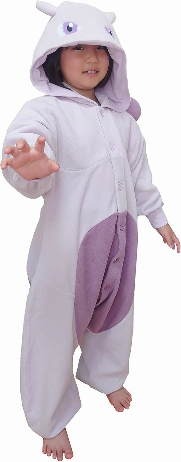 SAZAC Kigurumi - Pokemon - Mewtwo - Onesie Jumpsuit Halloween Costume -Kids Size (5-9 Year Old) Purple