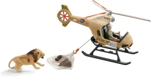 Schleich Wild Life 8pc. Animal Rescue Helicopter Playset with Lion and Hippo Figurines - Highly Detailed Wild Animal Playset, Durable for Education and Fun Play, Perfect for Boys and Girls, Ages 3 
