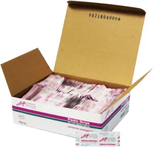 School Health - Adhesive Bandages, Comfortable Form-Fitting Protection & Wound Care for Minor Cuts and Scrapes, Premium Adhesive Stays Secure with Movement or Perspiration, Plastic 3/4" x 3" 750/Box
