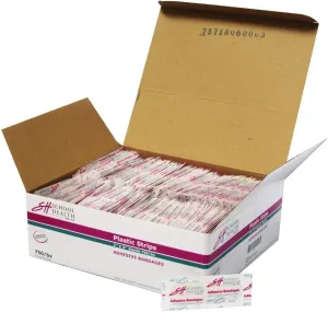 School Health - Adhesive Bulk Bandages, Plastic, 1" x 3" 750/Box - Comfortable Form-Fitting Protection & Wound Care for Minor Cuts and Scrapes, Premium Adhesive Stays Secure with Movement