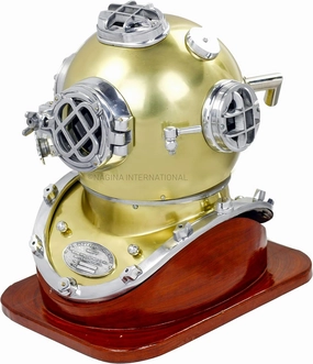 Scuba Diving Nautical Helmet | Maritime Ship's Decorative Helmet | Nagina International (18 Inches, Aluminum Nickel-On Base)