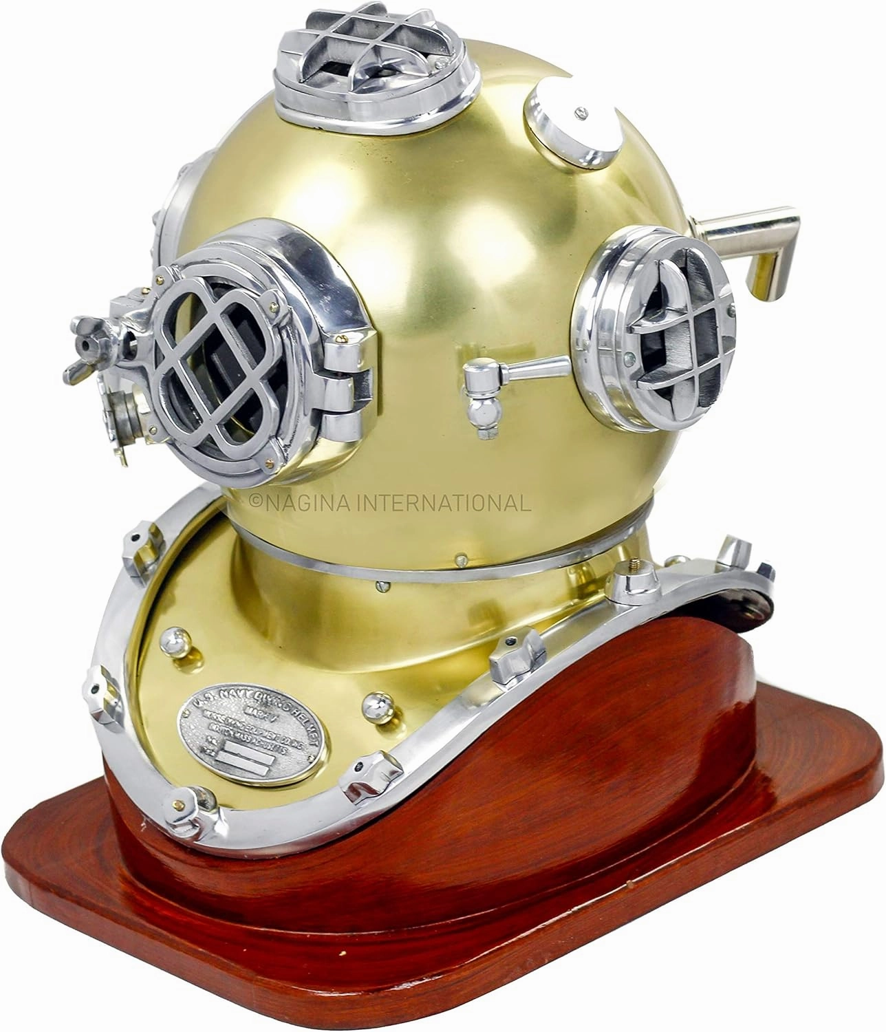 Scuba Diving Nautical Helmet | Maritime Ship's Decorative Helmet | Nagina International (18 Inches, Aluminum Nickel-On Base)