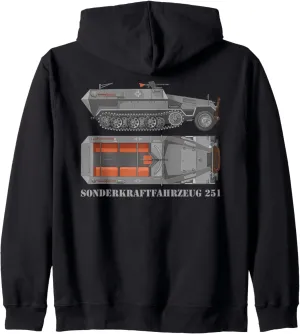 SdKfz 251 German WW2 Half-track APC Hanomags Diagram Zip Hoodie