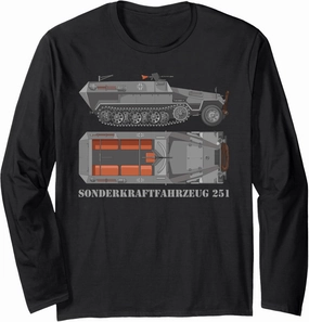 SdKfz 251 German WW2 Half-track APC Hanomags Diagram Long Sleeve T-Shirt