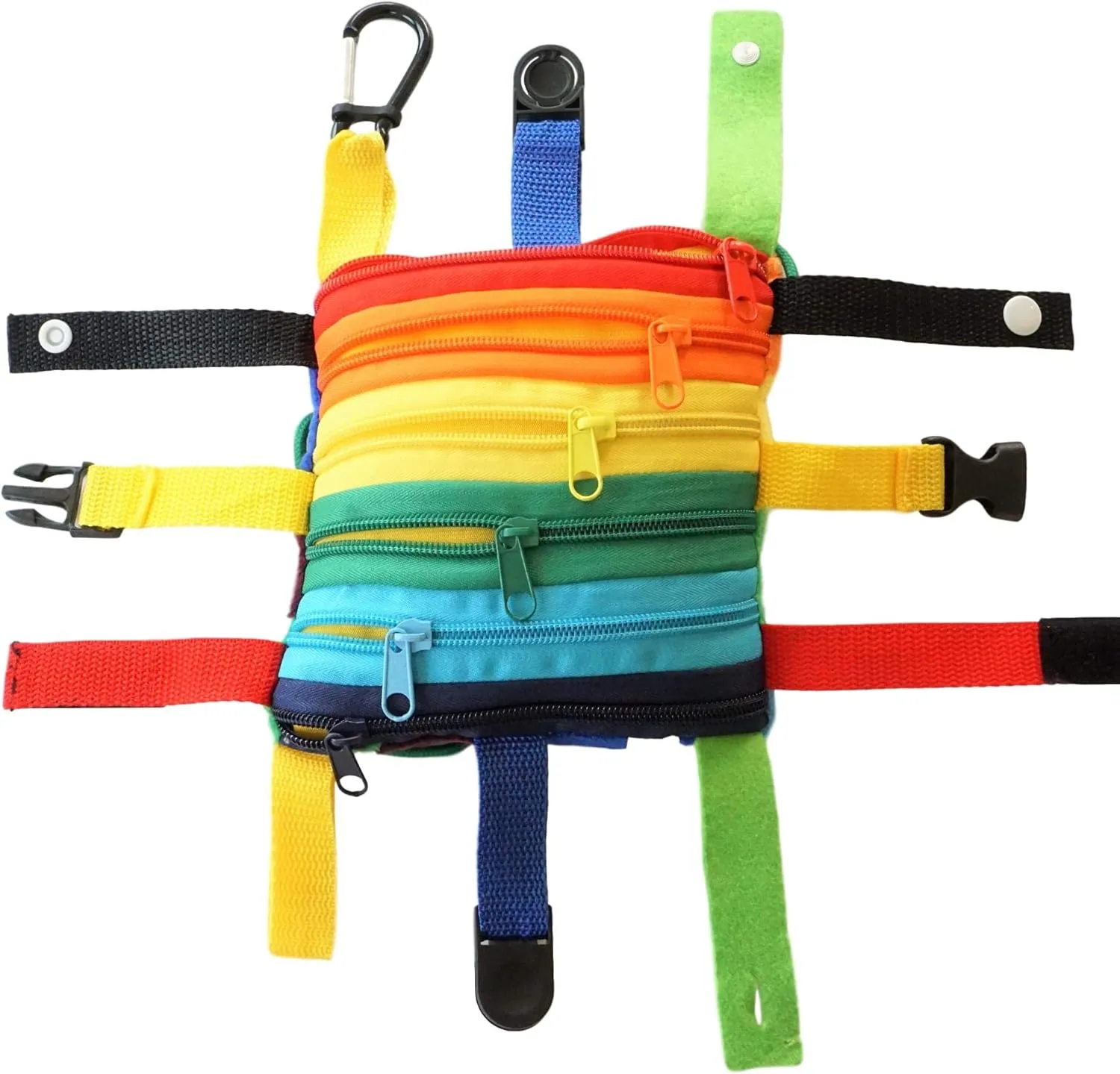 SENSORY4U Buckle Pillow Sensory Fine Motor Development Toy Activity Plushie - OT Therapy Tool Threading Counting Latches Zipper Skills