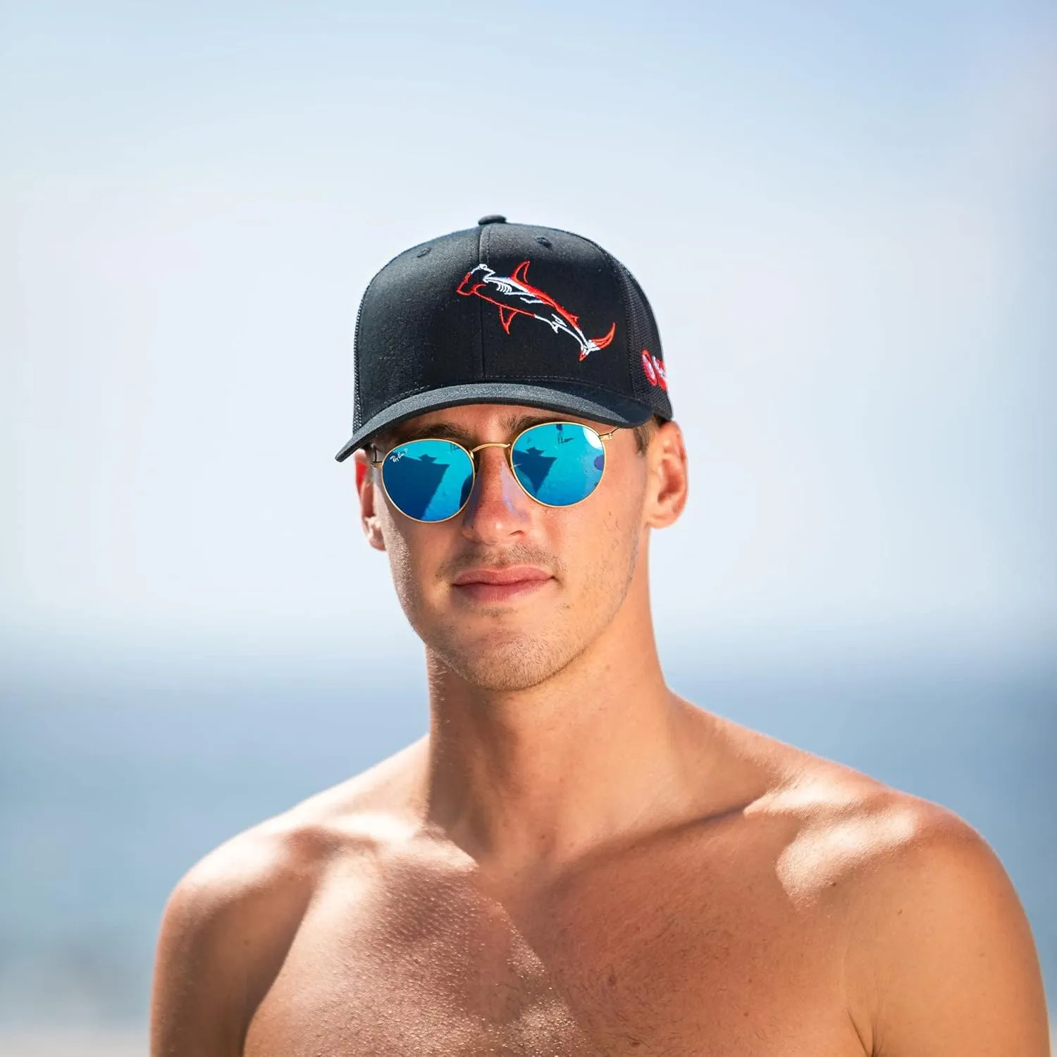 Shark Scuba Diving Trucker Hat: Mens Adjustable Snapback for Fishing, Spearfishing