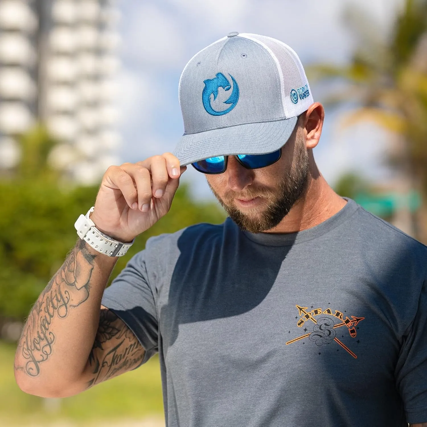 Shark Scuba Diving Trucker Hat: Mens Adjustable Snapback for Fishing, Spearfishing