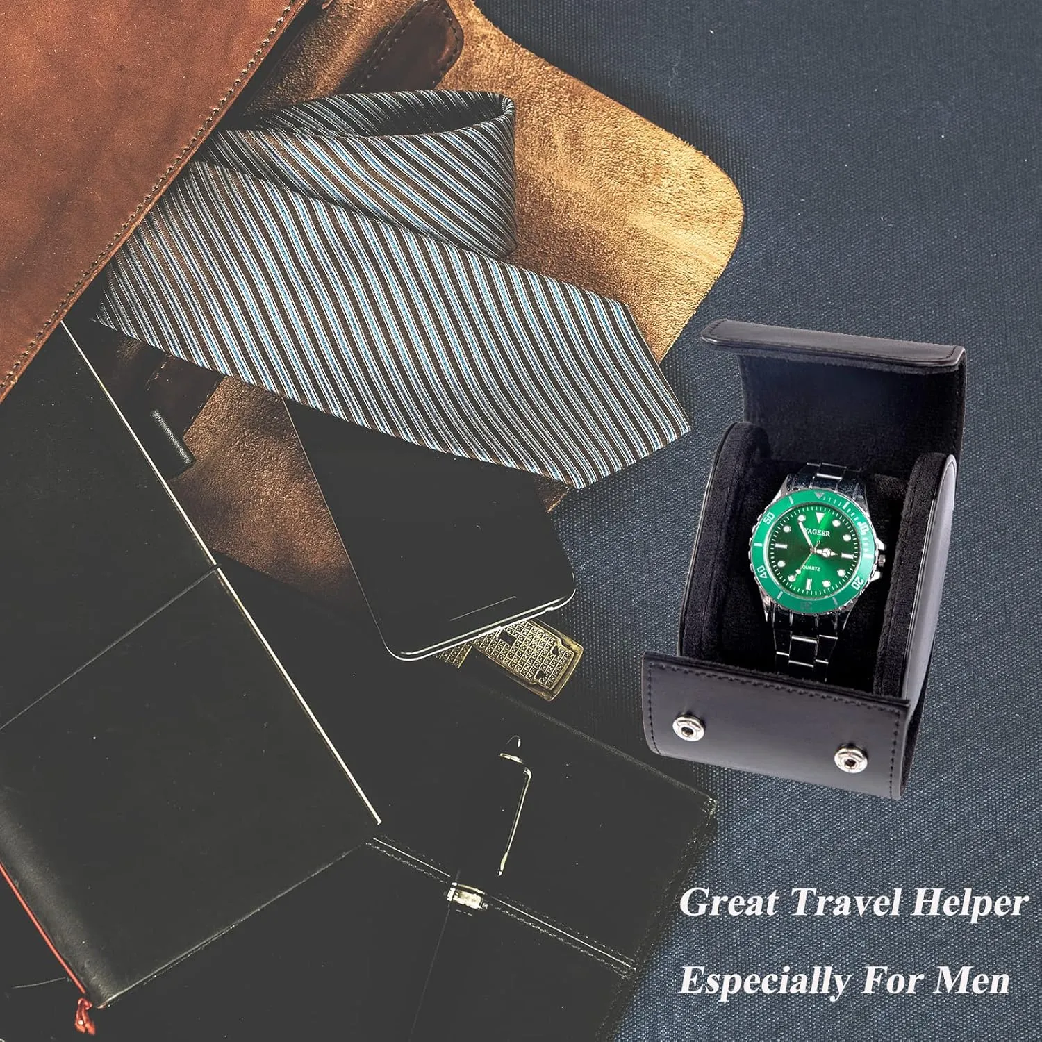 Single Watch Travel Case -Classic Leather Watch Case with Perfect Texture. Watch Carrying Case or Organizer for Storage And Display. Ideal Gift for Men Traveling, All Handmade by Artisans