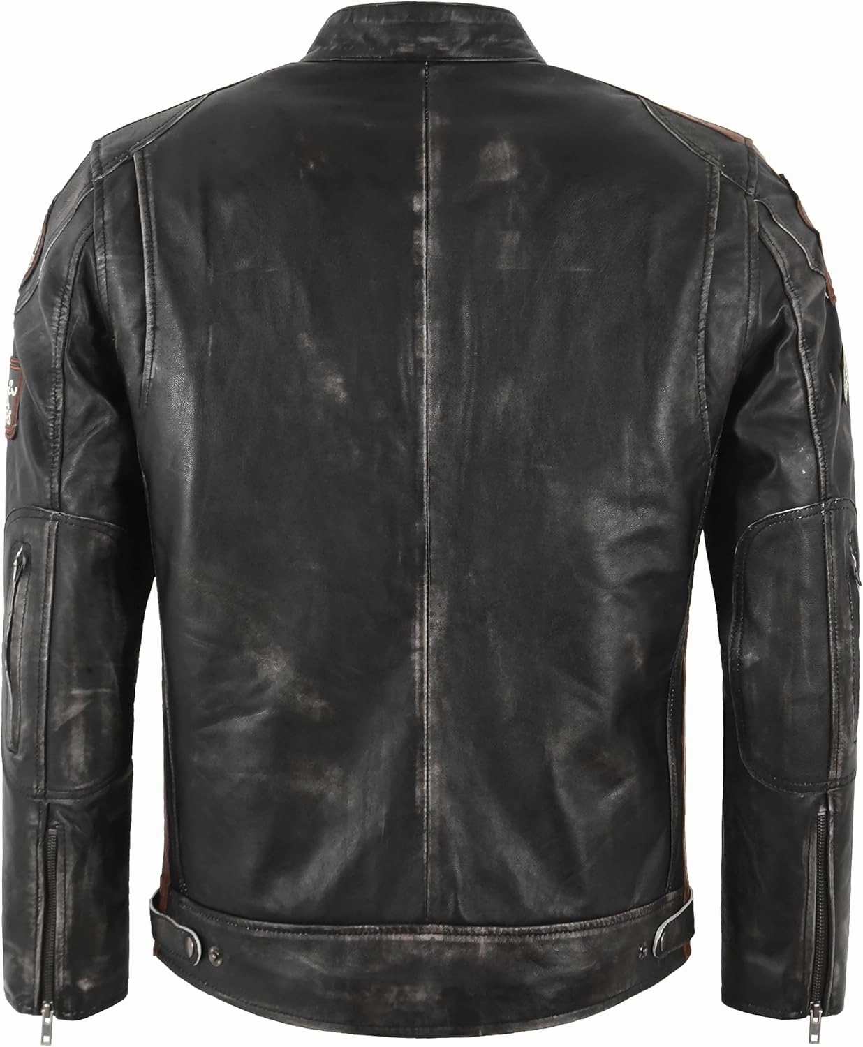 SIZMA Men's Leather Jacket Black Vintage Lambskin Retro Motorcycle Style Jacket 5011