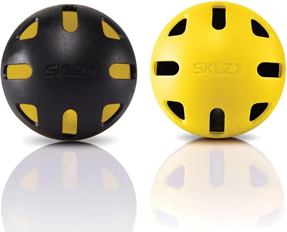 SKLZ Premium Impact Limited-Flight Training Baseballs, Perfect for Adding Power to Swing, Use Indoors Or Outdoors for Practice and Drills, Baseball, Softball, and Mini Balls, Yellow/Black