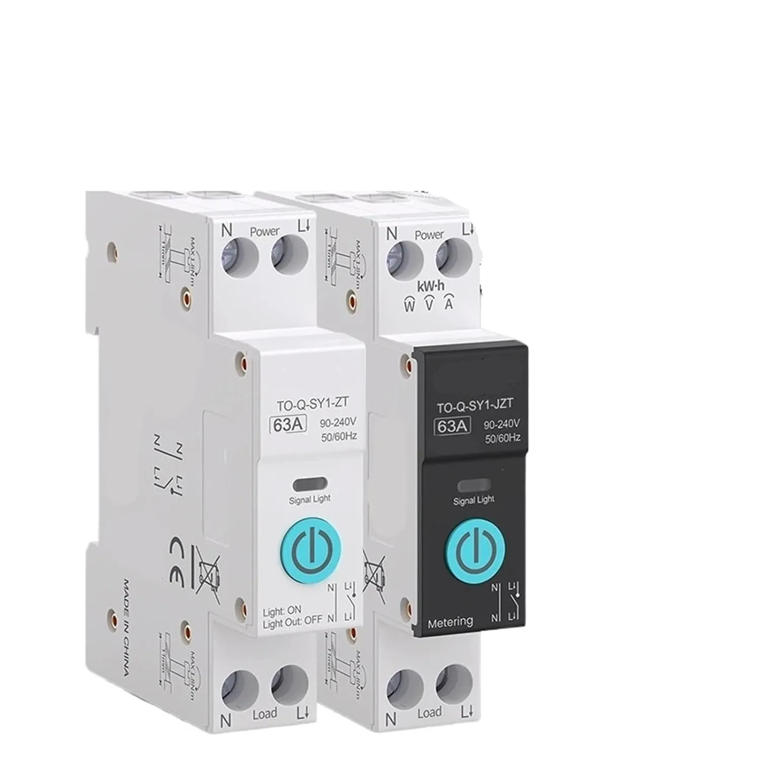 Smart Circuit Breaker 1P 63A DIN Rail for Wireless Remote Control Switch by APP(White No metering,25A)