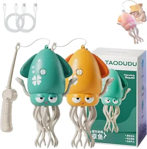 Smart Tentacle Explorer, Auto-Avoid Octopus Crawling Dancing with Led & Music, Rechargeable USB Squid, with Fishing Rod, Can Simulate Fishing (Green Yellow)