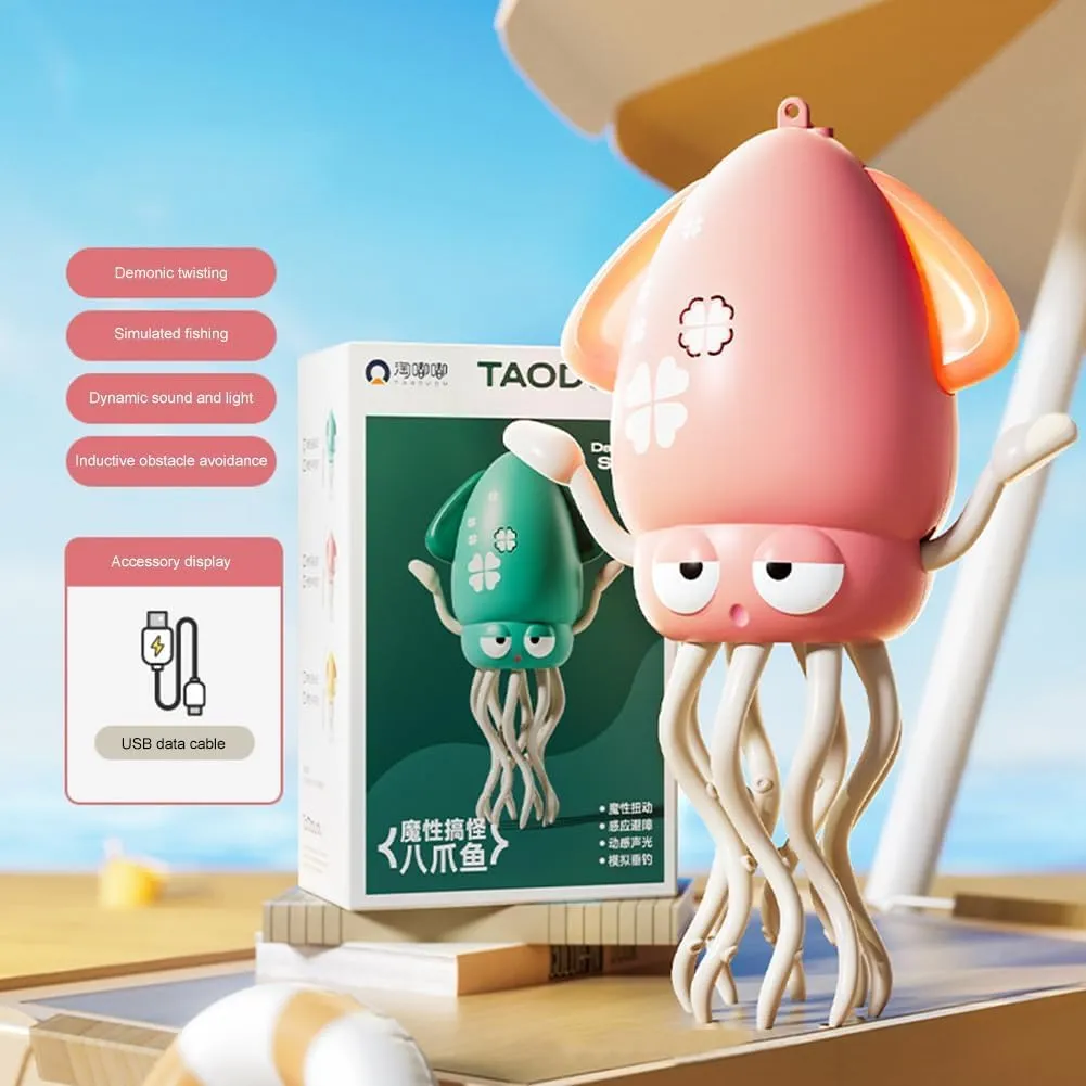 Smart Tentacle Explorer, Wiggly Wonder Octopus, Dancing Octopus, Electric Automatic Obstacle Avoidance Octopus, Crazy 8-Leg Action Octopus, Smart-Tentacle Pet Toys (2PCS Pink & Yellow)