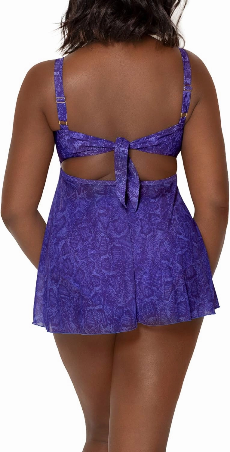 Smart & Sexy Women's Plus-Size Swimwear Top – Twist Bandeau Tankini with Built-in Support