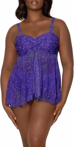 Smart & Sexy Women's Plus-Size Swimwear Top – Twist Bandeau Tankini with Built-in Support