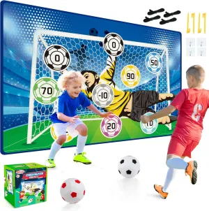 Soccer Ball Game Set for Kids, Outdoor Party Games Toy Soccer Game Trainer Ball Set(2 Balls and 1 Target)