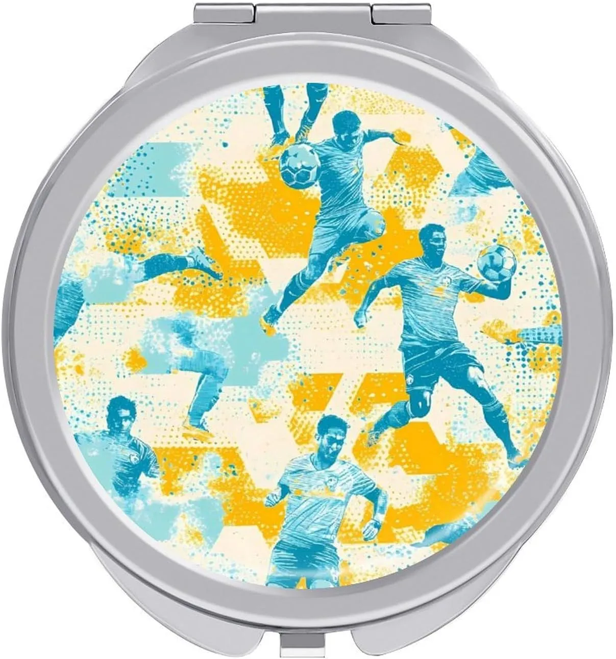 Soccer Players Football Ball Compact Mini Mirror Double-Sided Pocket Makeup Mirrors Ultra Portable for Purses and Travel