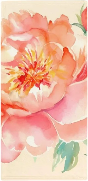 Soft Towels Peach Peony Towels for Women Men Lightweight Absorbent Face Towel Comfortable Quick Drying Towels for Bathroom 28.7 X 13.8 in