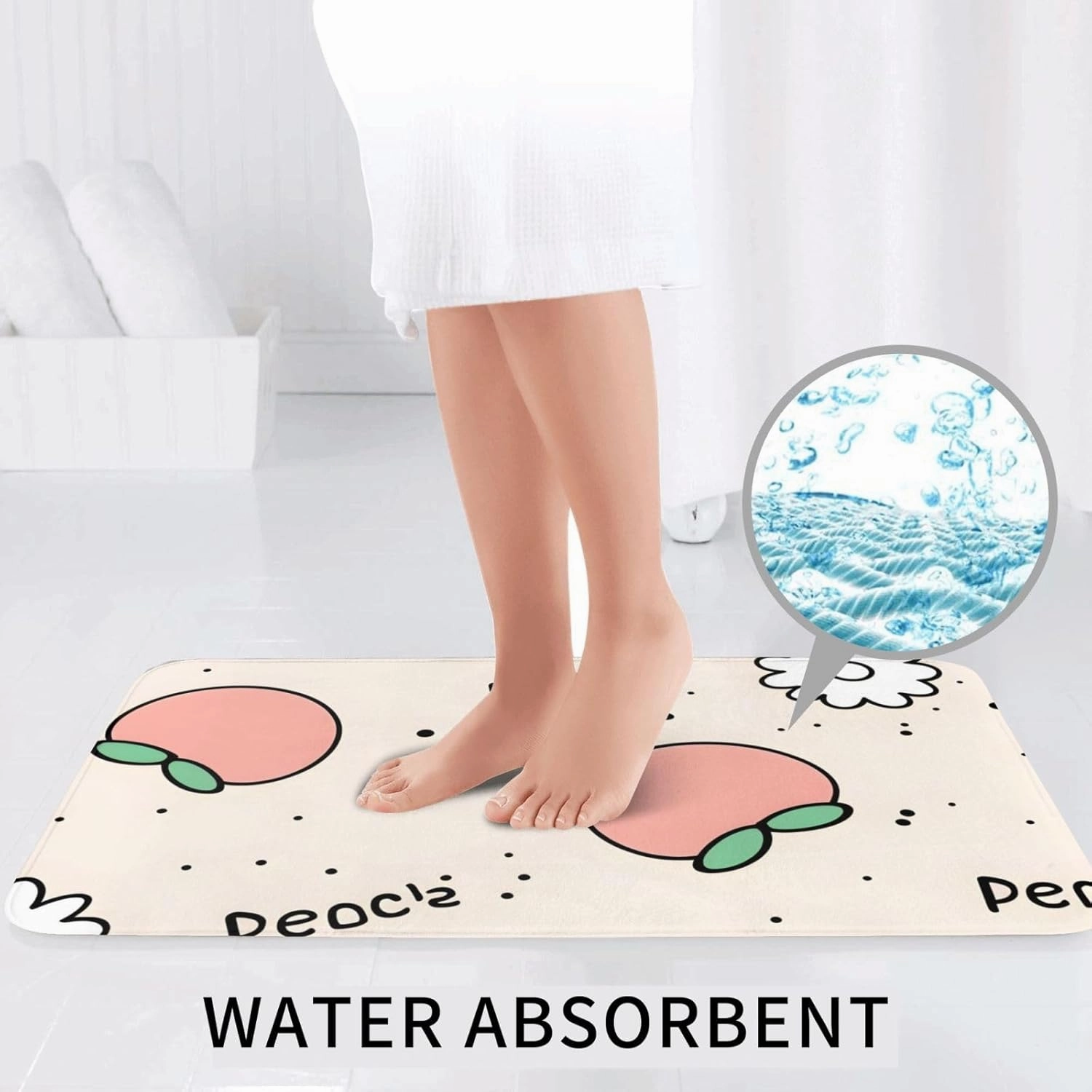 Soft and Comfortable Flannel Bathroom Non Slip Rugs,Super Absorbent Anti-Skid Carpet 3 Pieces/Set Peachy Cutie