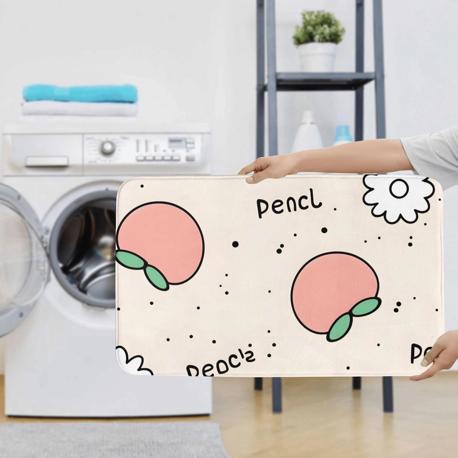 Soft and Comfortable Flannel Bathroom Non Slip Rugs,Super Absorbent Anti-Skid Carpet 3 Pieces/Set Peachy Cutie