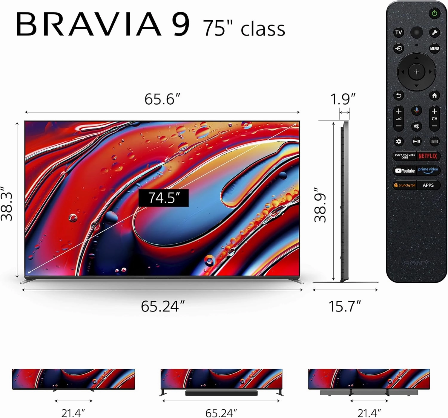 Sony 75 Inch Mini LED QLED 4K Ultra HD TV BRAVIA 9 Smart Google TV with Dolby Vision HDR and Exclusive Features for PlayStation 5 (K-75XR90), 2024 Model