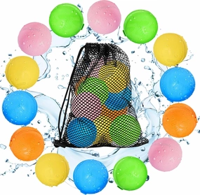 SOPPYCID 15PCS Reusable Water Balloons Quick Fill for Kids, Refillable Magnetic Water Balloons for Pool & Beach, Water Ball Toys for Summer Outdoor Games Outside Activities