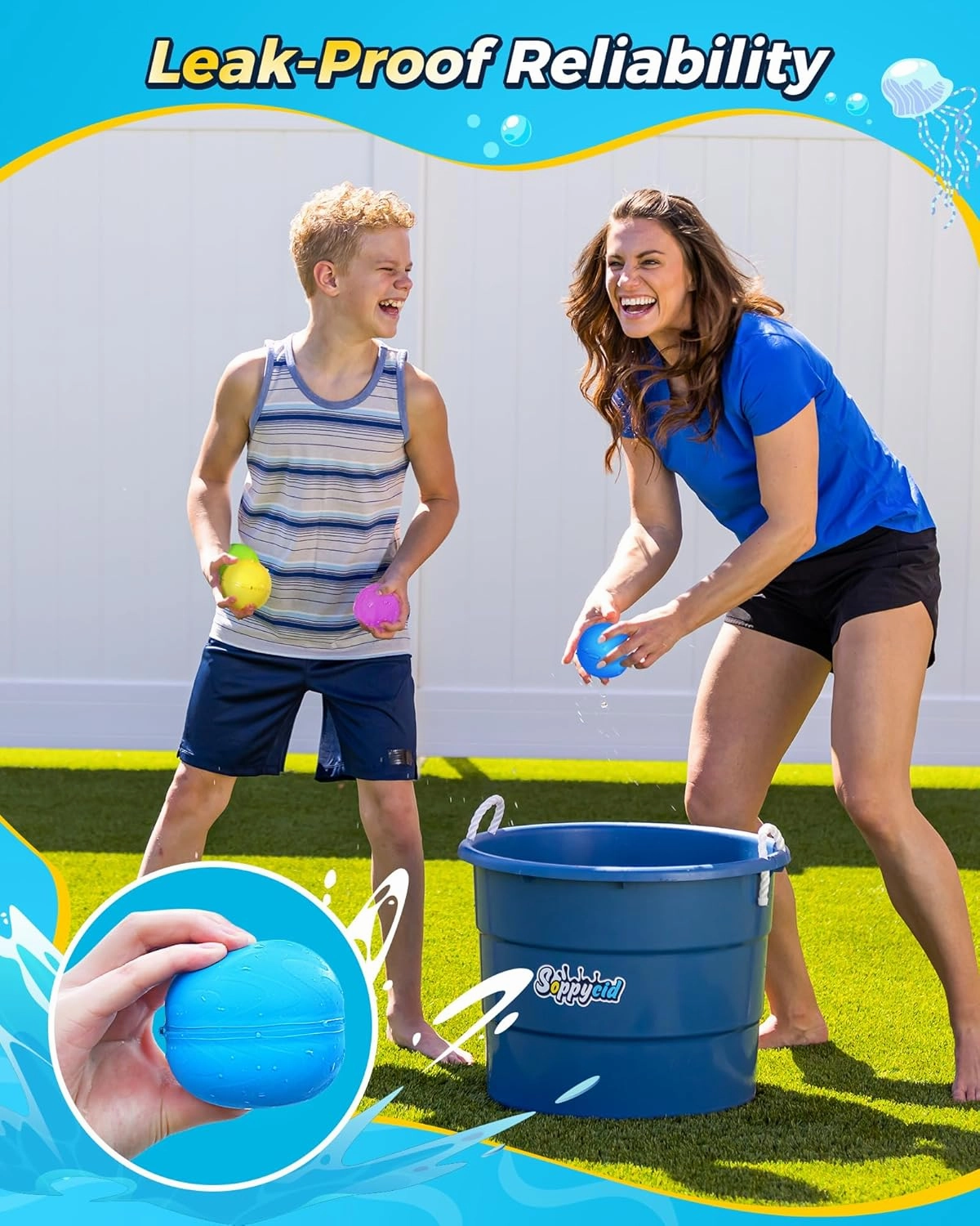 SOPPYCID 15PCS Reusable Water Balloons Quick Fill for Kids, Refillable Magnetic Water Balloons for Pool & Beach, Water Ball Toys for Summer Outdoor Games Outside Activities