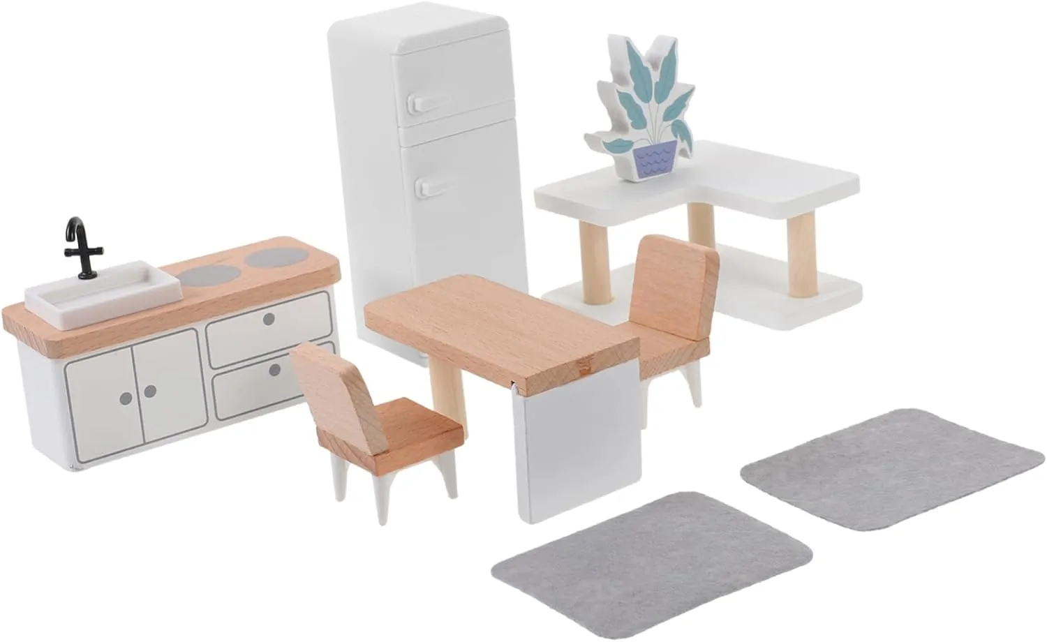 Sosoport Dollhouse Miniature Furniture Set Wood Mini Decor for Home Realistic Mini Kitchen Accessory