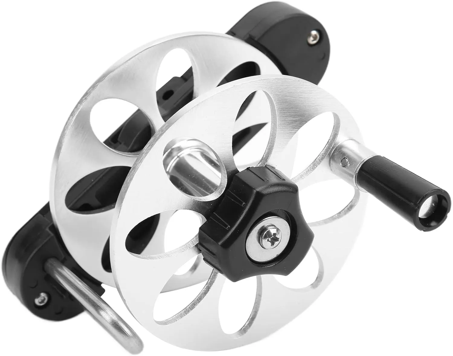 Speargun Reel, Adjustable Tension Knob Aluminum Alloy Fishing Reel with Foldable Handle for Most Fish Guns