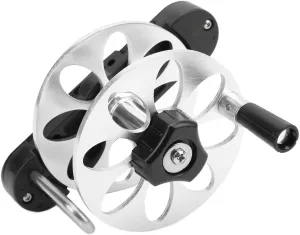 Speargun Reel, Adjustable Tension Knob Aluminum Alloy Fishing Reel with Foldable Handle for Most Fish Guns