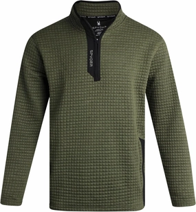 Spyder Mens Quarter Zip Pullover Sweatshirt - Grid Fleece Sweater Workout Shirts for Men - Quarter Zip Pullover Men Apparel