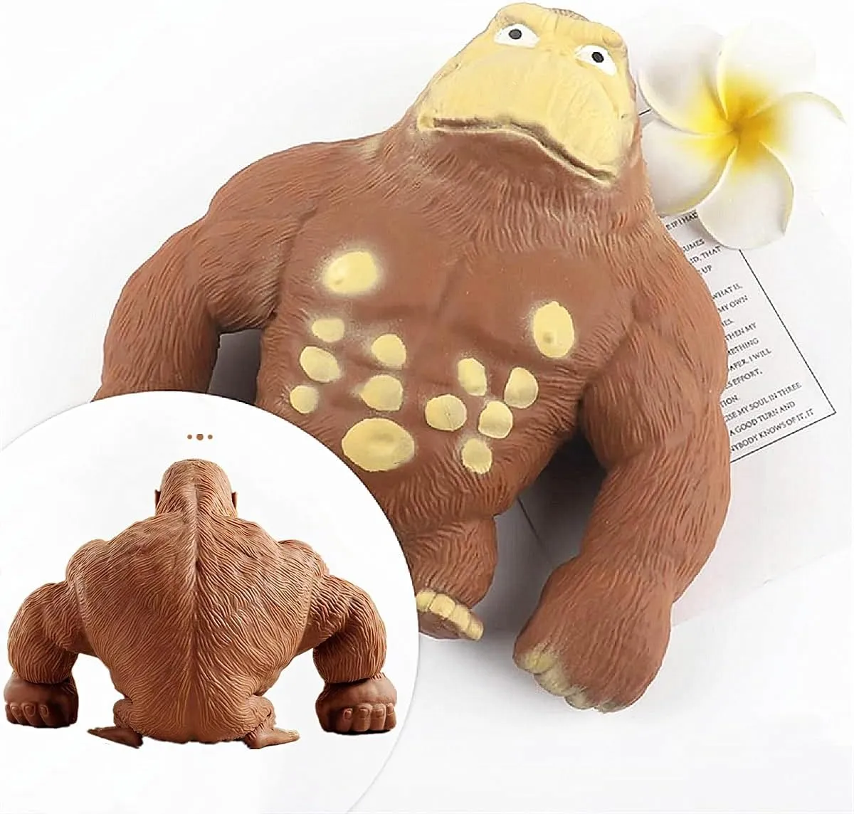 Squeeze Toy, Squishy Monkey Toy,Stretchy Glue-Sand Filled Rubber Gorilla,Elastic Stretchable, Autism,Decompression Toy for Adults and Children Animal for,Gift for Christmas, (Medium Edition)