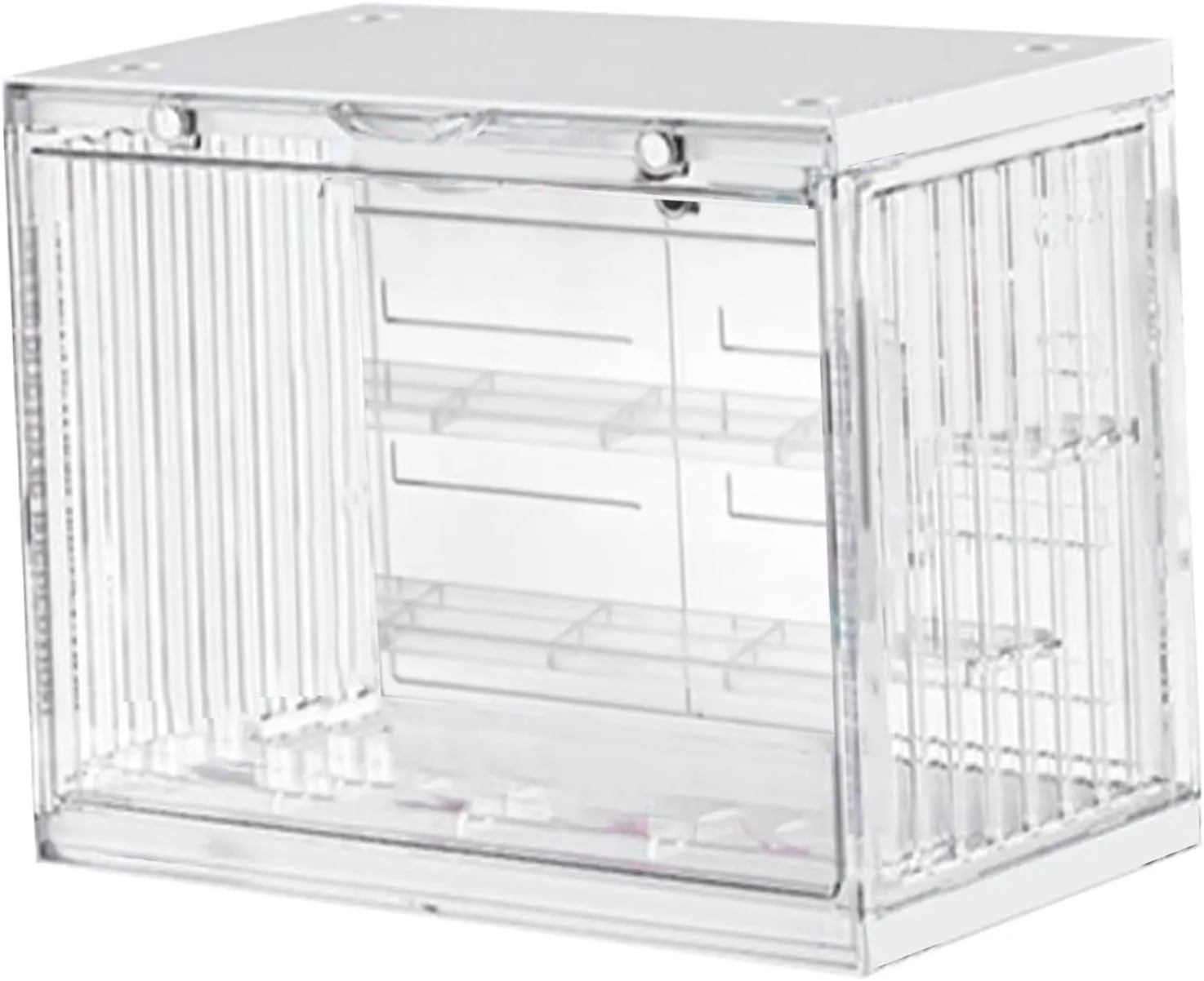 Stackable Action Figure Display Case with Door, Plastic Shelf for Collectibles, Anime Figure Storage Organizer, Doll Display Box (Plastic 2)