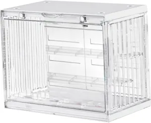 Stackable Action Figure Display Case with Door, Plastic Shelf for Collectibles, Anime Figure Storage Organizer, Doll Display Box (Plastic 2)