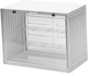 Stackable Action Figure Display Case with Door, Plastic Shelf for Collectibles, Anime Figure Storage Organizer, Doll Display Box (plastic 3)