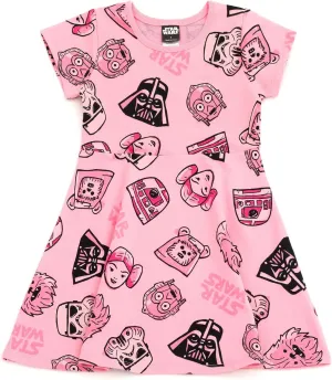 STAR WARS Girls French Terry Skater Dress Toddler to Big Kid Sizes (2T - 14-16)